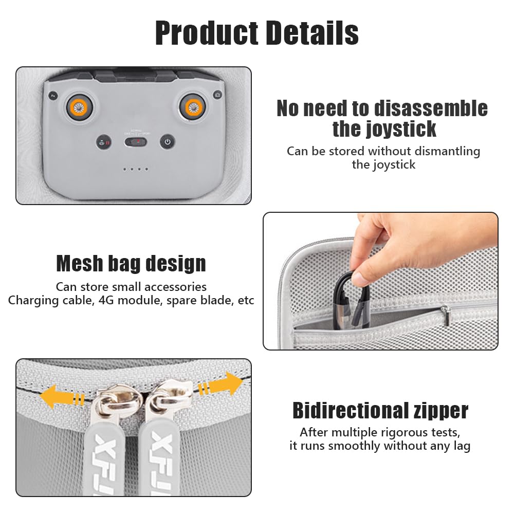 Custodia per DJI NEO, Borsa da Viaggio Portatile in PU, Custodia Rigida Portatile Antiurto, Custodia Compatta con Tracolla, per DJI NEO Drone Aceessories, RC-N3 Controllore, Batterie (Grigio)