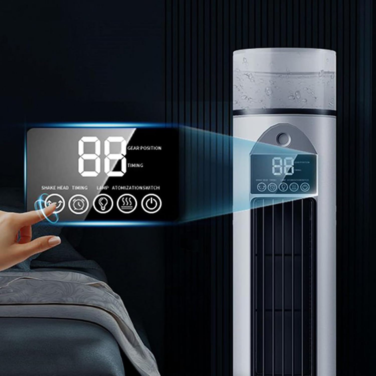 Ventilador de aire acondicionado personal con humidificador, velocidades ajustables, enfriador de espacio portátil para el hogar, dormitorio, sala de estar, ventilador de refrigeración evaporativo
