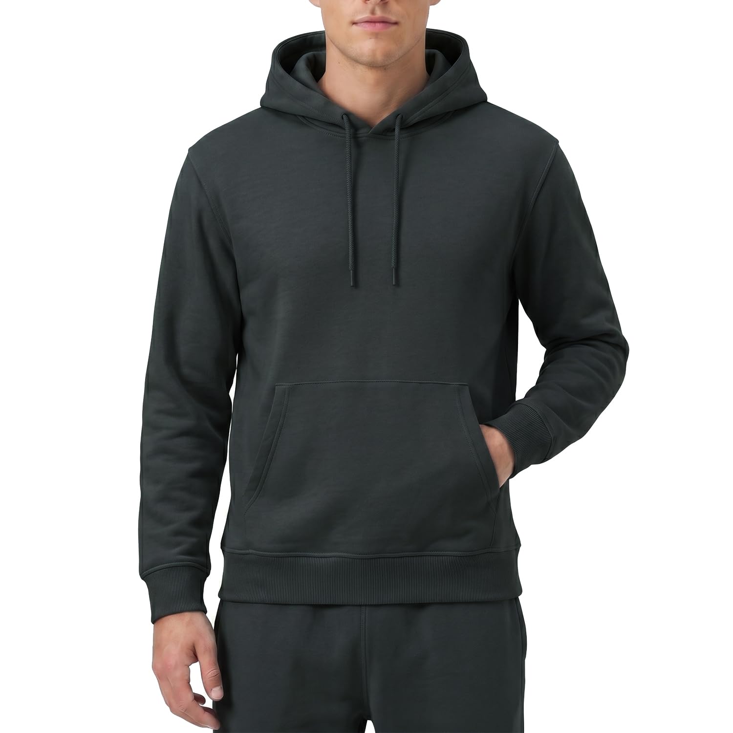 RIPT Men's Fleece Pullover Hoodie Soft Hooded Sweat Top with Pockets and Drawstrings Long Sleeves Casual Sweatshirt for Gym & Loungewear (Charcoal, XXL)