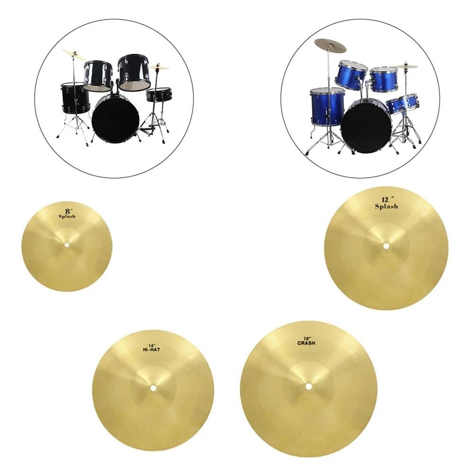 Profesjonalna Talerz 8 12 14 16 Calowy Bęben Mosiężne Talerze Perkusja Splash Crash Hi Hat Akcesoria Narzędziowe Dla Początkujących(12 Inch)