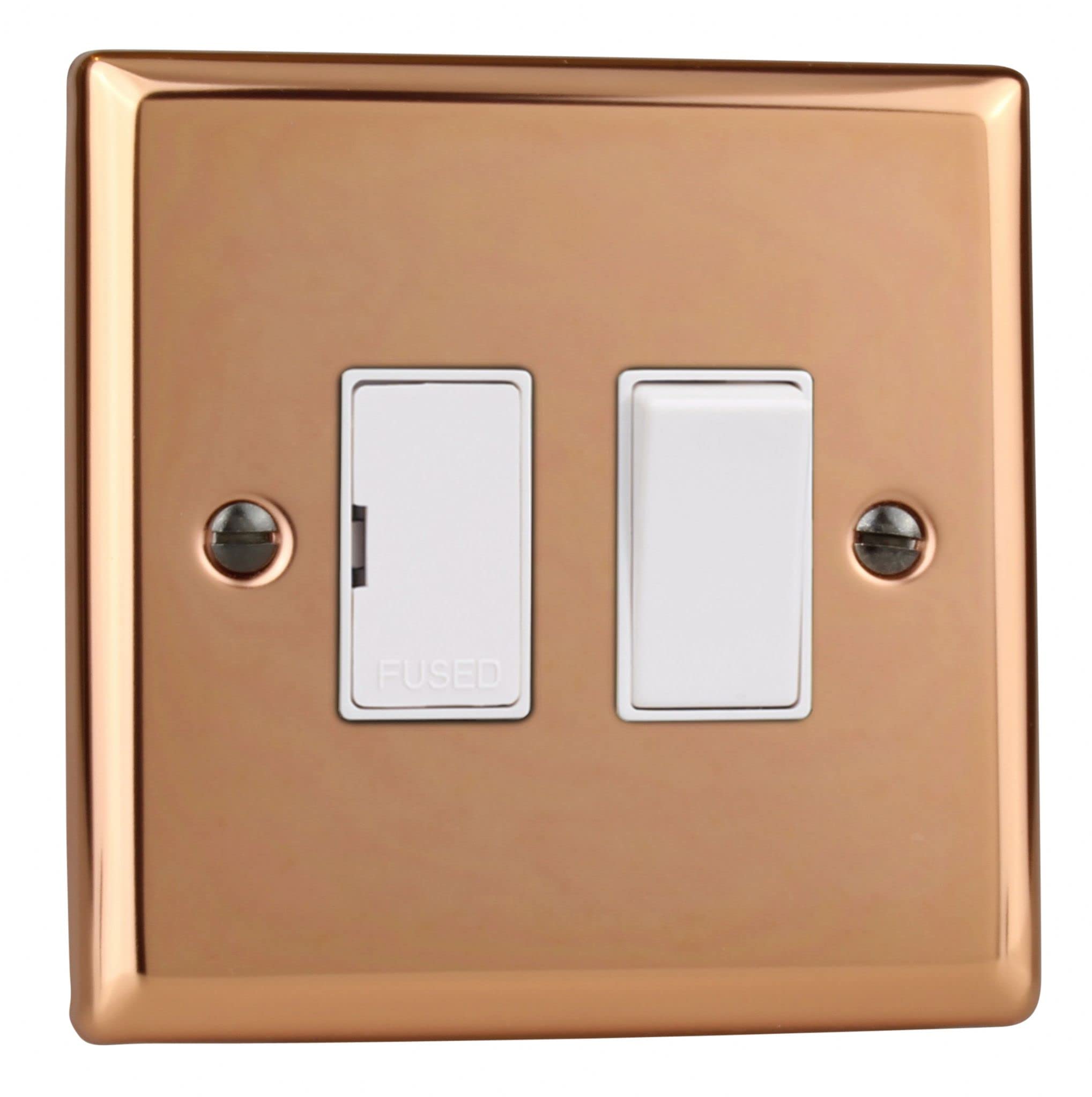 Varilight Polished Copper 13A Switched Fused Spur