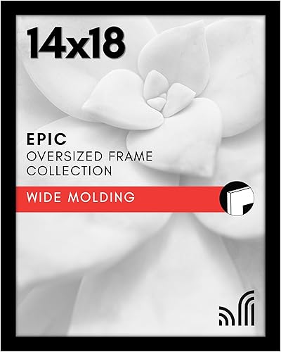 Vista 83 de Americanflat Portarretratos de 12 x 17 pulgadas con plexiglás pulido, marco de fotos color negro, marcos de fotos anchos hechos de madera