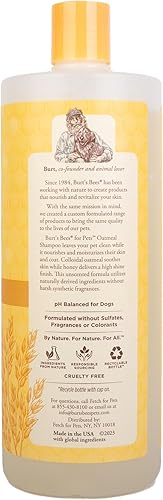 Vista 2 de Burt's Bees - Champú de avena natural para perros con harina de avena coloidal y miel, champú para perros, libre de crueldad, sin sulfatos ni