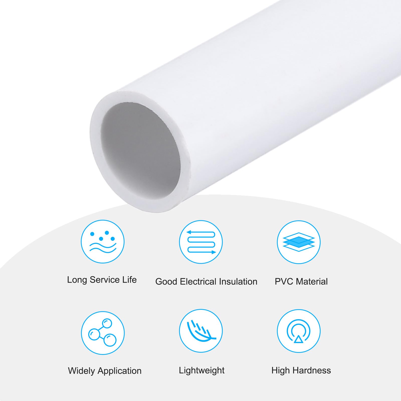 QUARKZMAN Tubo Rigido Rotondo in PVC 8mm ID 10mm OD 8" Lunghezza Bianco ad Alta Resistenza per Tubi d'Acqua, Artigianato, Guaina Cavi