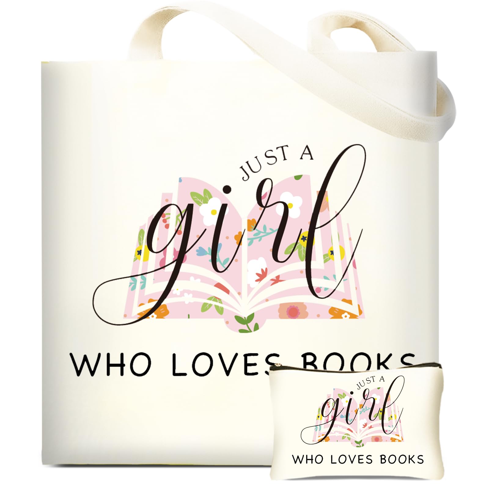 View 1 of ***NO TOTE*** 
DHQH Canvas Book Makeup Bag for Women