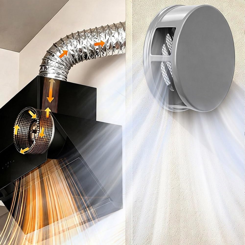 Rejilla de Ventilación Redonda de Acero Inoxidable de 70-200 mm, Campana de Ventilación, Malla Antiinsectos, Cubierta de Extracción de Aire con Lamas, Campana Extractora, Secadora(Zwart,150mm/6in)