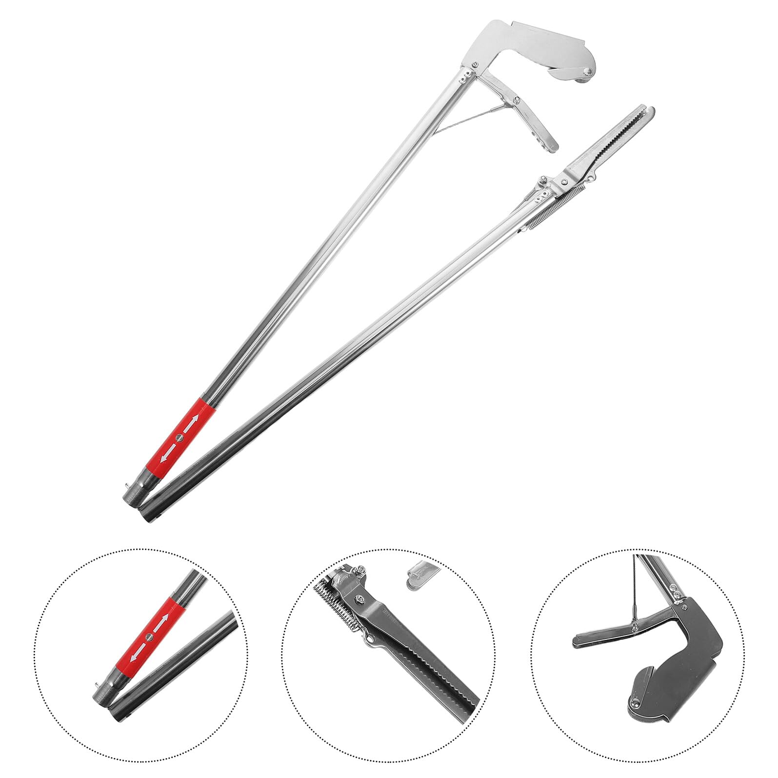 Pinza para Serpientes de Acero Inoxidable de 120 CM Boca Recta y Plegable Herramienta Resistente para Captura de Reptiles Cangrejos y Uso Exteriores y Pesca