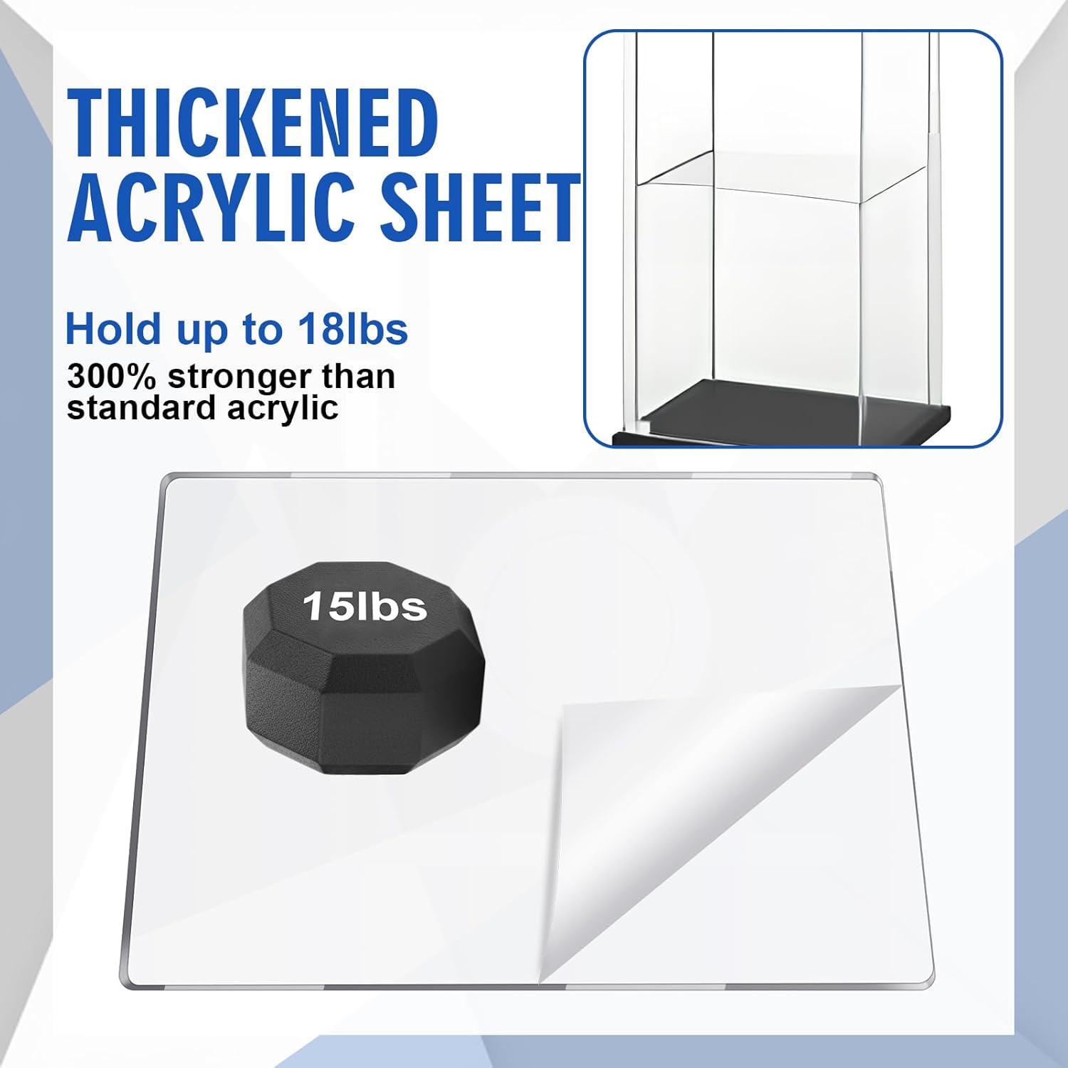 Thyle 4 Pcs Acrylic Replacement Shelf Cabinet Compatible with Detolf, Extra Accessories for Transparent Display Shelf 18 Lbs Load Capacity 11" x 15" x 1/3" Thick 8mm