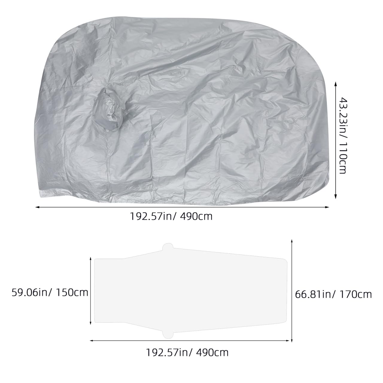 STOBOK Universelle Autoabdeckung, 490 x 170 x 110 cm WasserdichtAutoplane Outdoor, UV-Schutz Abdeckplane Auto Winter Sommer, Faltgarage Car Cover - XL