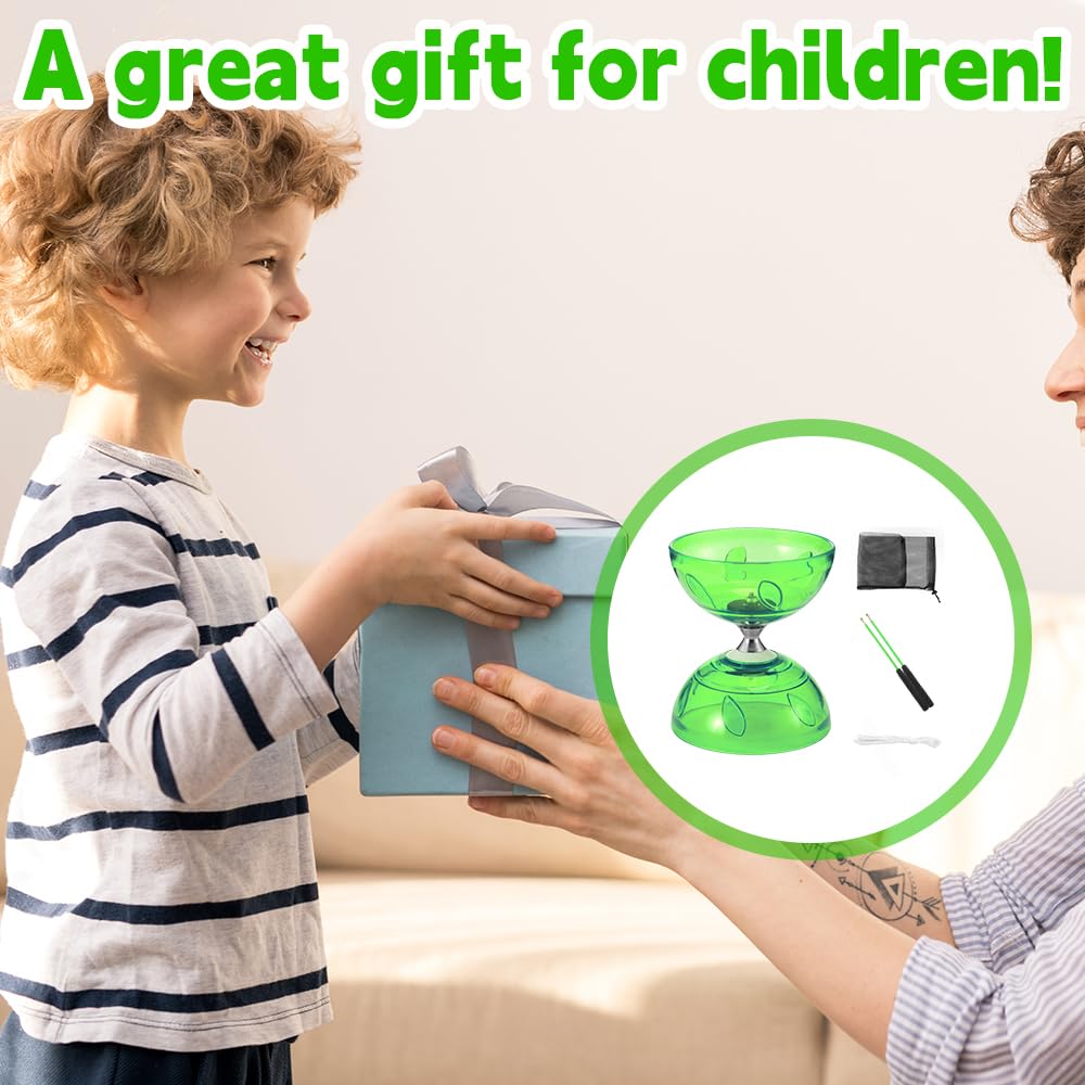 Diábolo con Rodamientos De Bolas, Juego De Diábolo, Juego de Malabares LED Diabolo para Niños, 4 Colores De Luz, 10m Cuerda de Repuesto, Juego de Malabarismo para Profesional, Principiantes