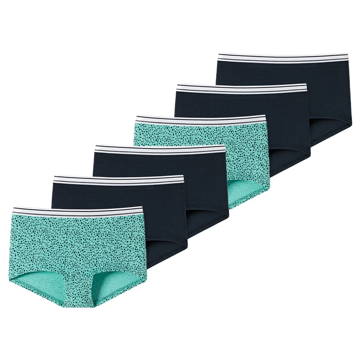 Schiesser - Teens Girls - 95/5 Organic Cotton - Short - 173524-6er Pack (140 Mint/Dunkelblau)
