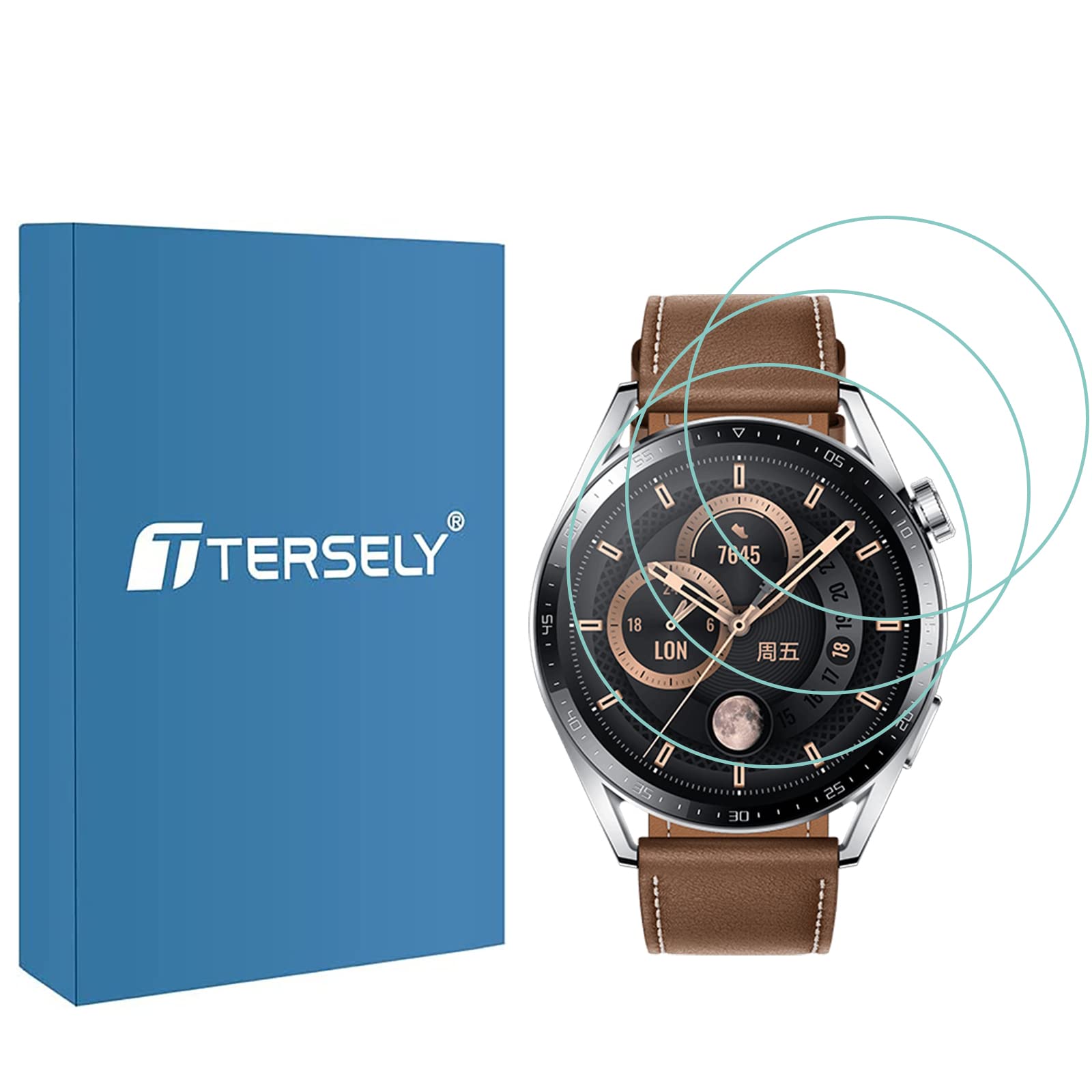 T Tersely【3 Pack】 Tempered Glass Screen Protector for HUAWEI Watch GT 3 /GT3 46mm, Screen Protector Film Guard