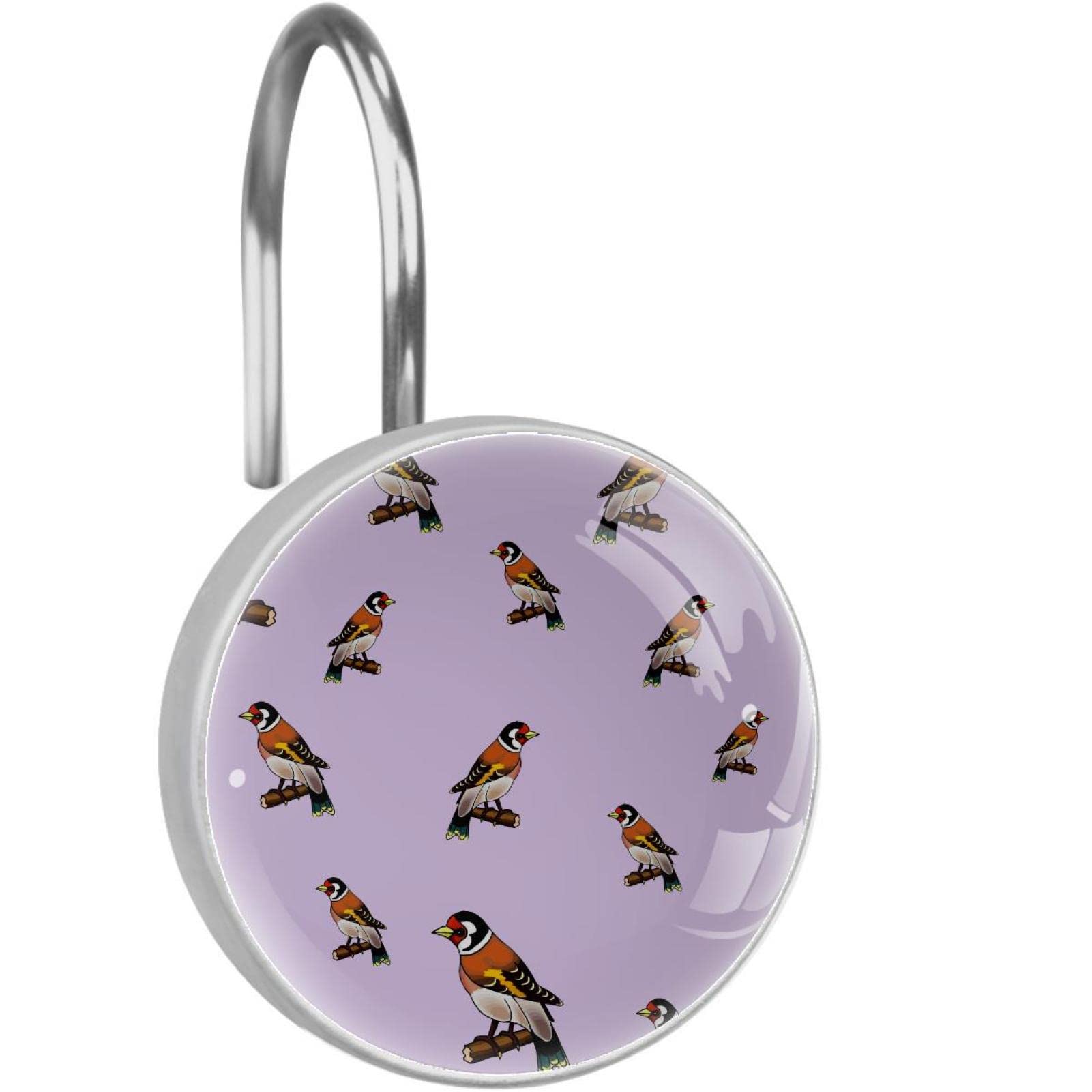 Crochets pour rideau de douche oiseau en acier inoxydable Lot de 12