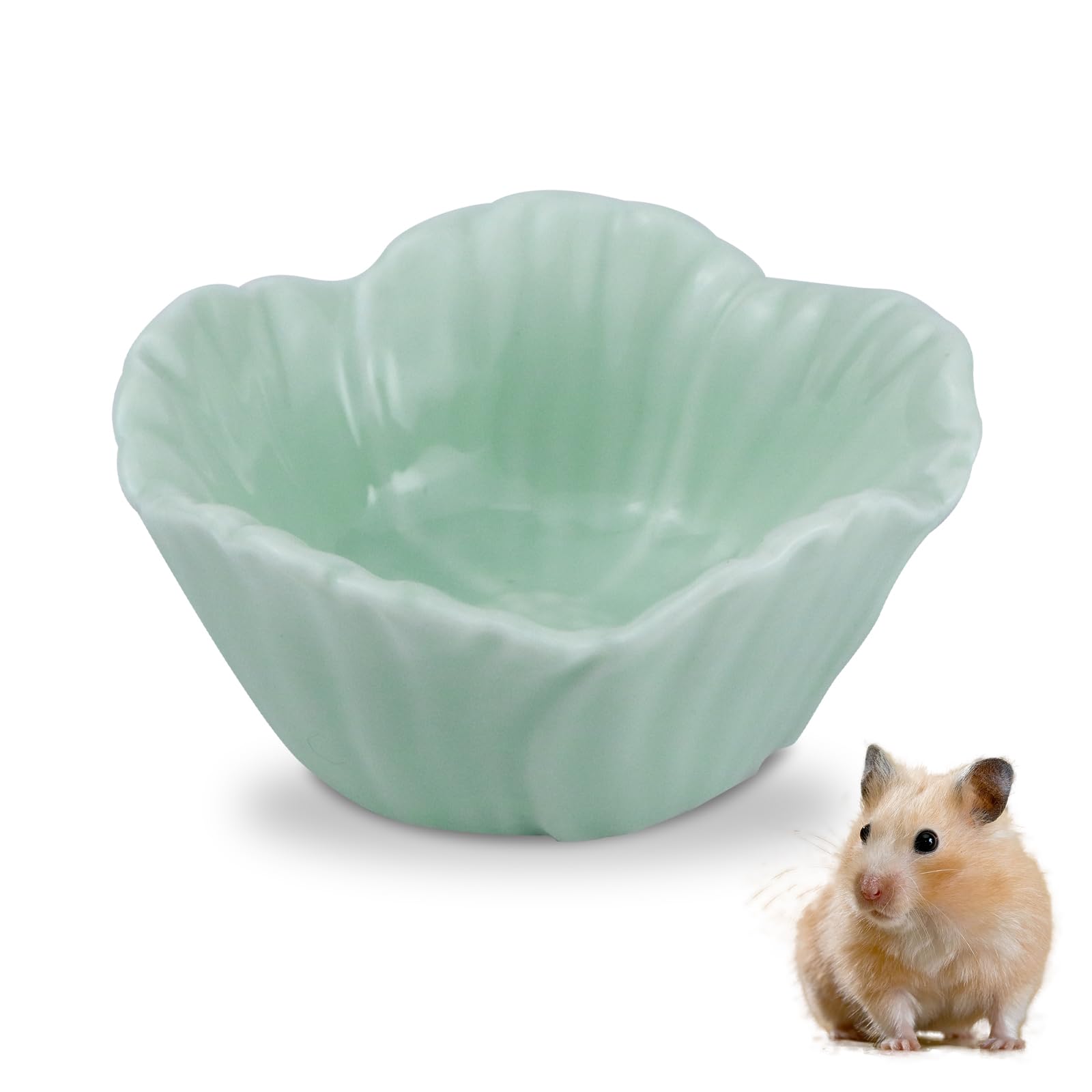 LuckyOpt Small Ceramic Pet Hamster Bowl, Easy to Clean Anti Flipping Hamster Food and Water Bowl Feeding Bowl, Small Animal Bowls for Golden Bears, Rabbits, Hedgehogs, Dutch Pigs, Parrots (Green)