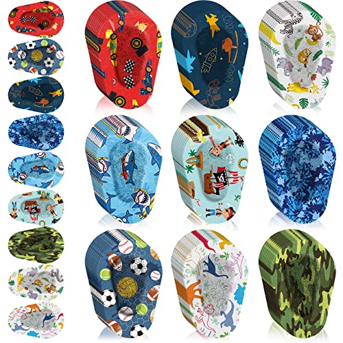 Toulite 90 Pcs Adhesive Eye Patches for Kids Boys Breathable Boy Eye Patch Bulk Cute Adhesive Bandages for Amblyopia Light Blocking Lazy Eyes Toddler Boys Girls 9 Styles
