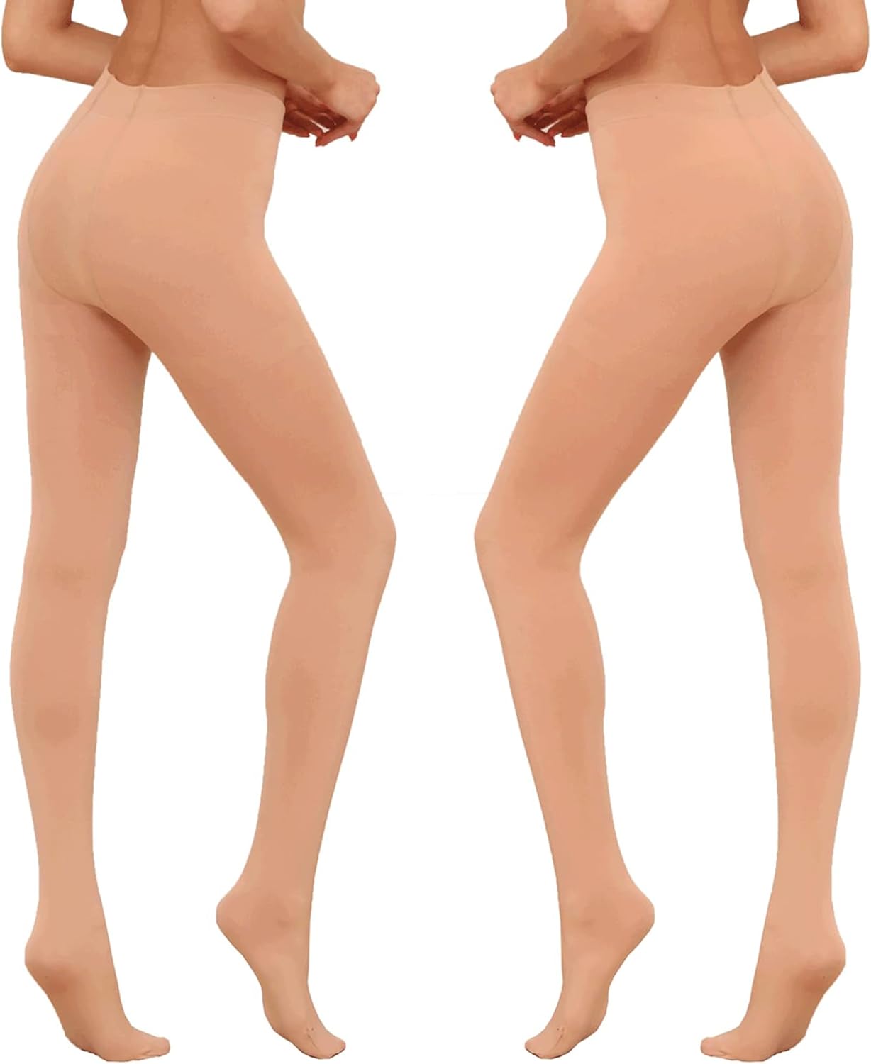 2 Pairs Women's Fleece Lined Tights, 100D Opaque High Waist Warm Tights Thermal Winter Pantyhose for Women