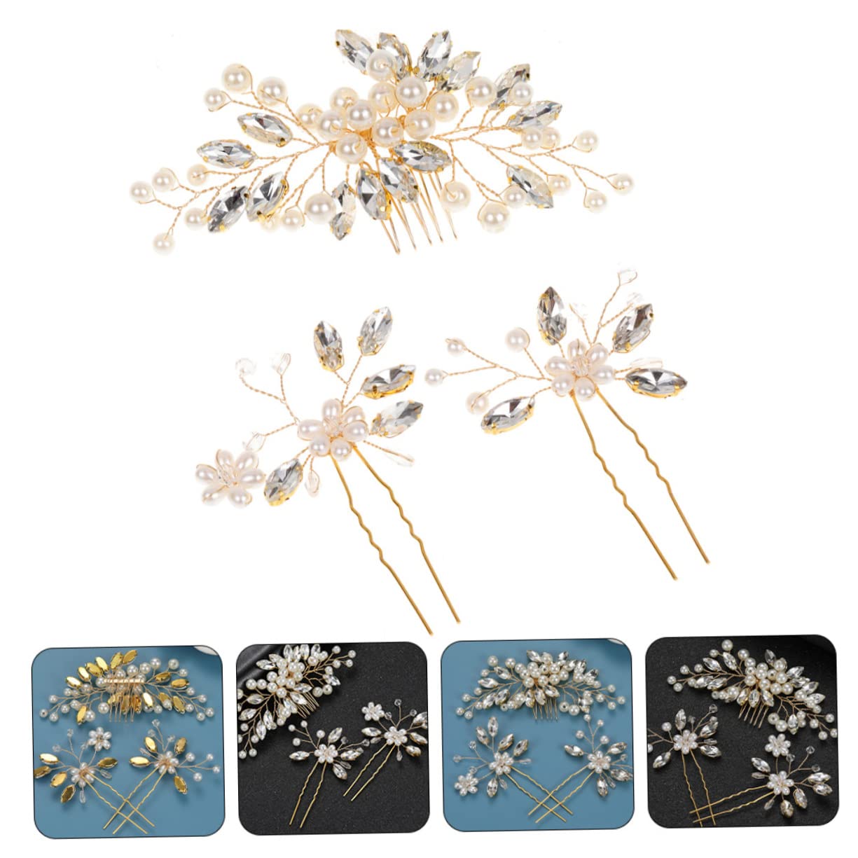 DOITOOL 5 Juegos Horquilla accesorios para el cabello de peines decorativos para el cabello tiara decoración tocados de peines de boda sombrerería colocar Decorar