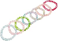 Caiyao 4/8Pcs Colorful Crystal Glass Bead Stackable Stretch Bracelets - Handmade Multicolor Preppy Friendship Jewelry for Women Men