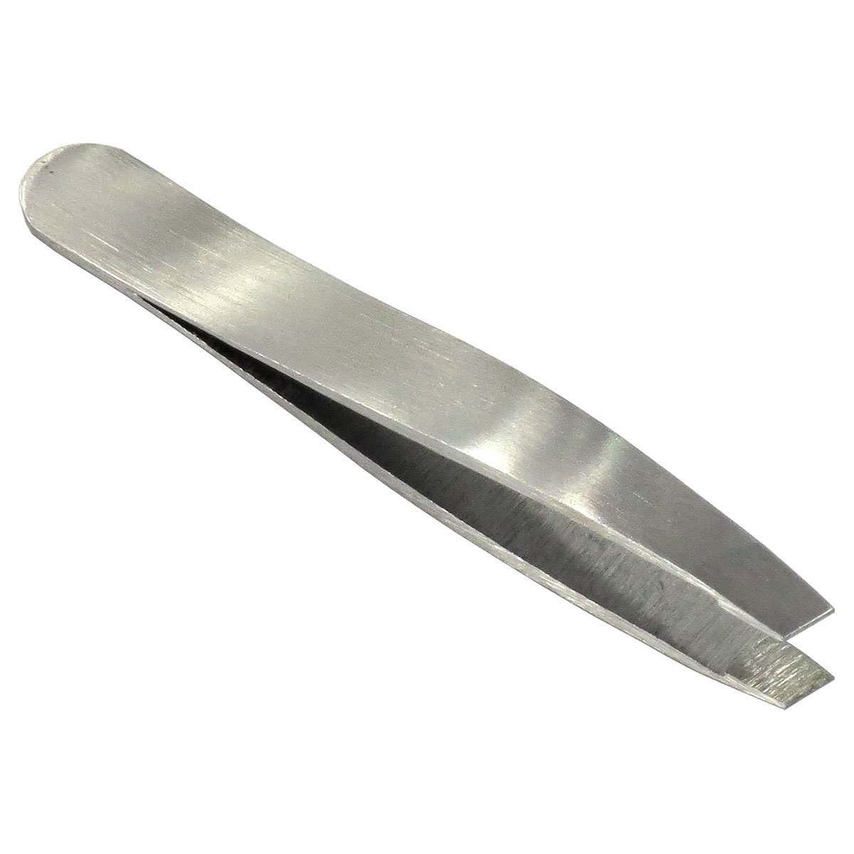 HTS 172M0 2" Brushed Stainless Mini Slanted Travel Eyebrow Tweezers