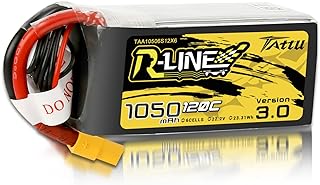 Tattu 6S Lipo Battery R-Line Version 3.0 1050mAh 22.2V 120C 6S1P Lipo Battery Pack with XT60 Plug