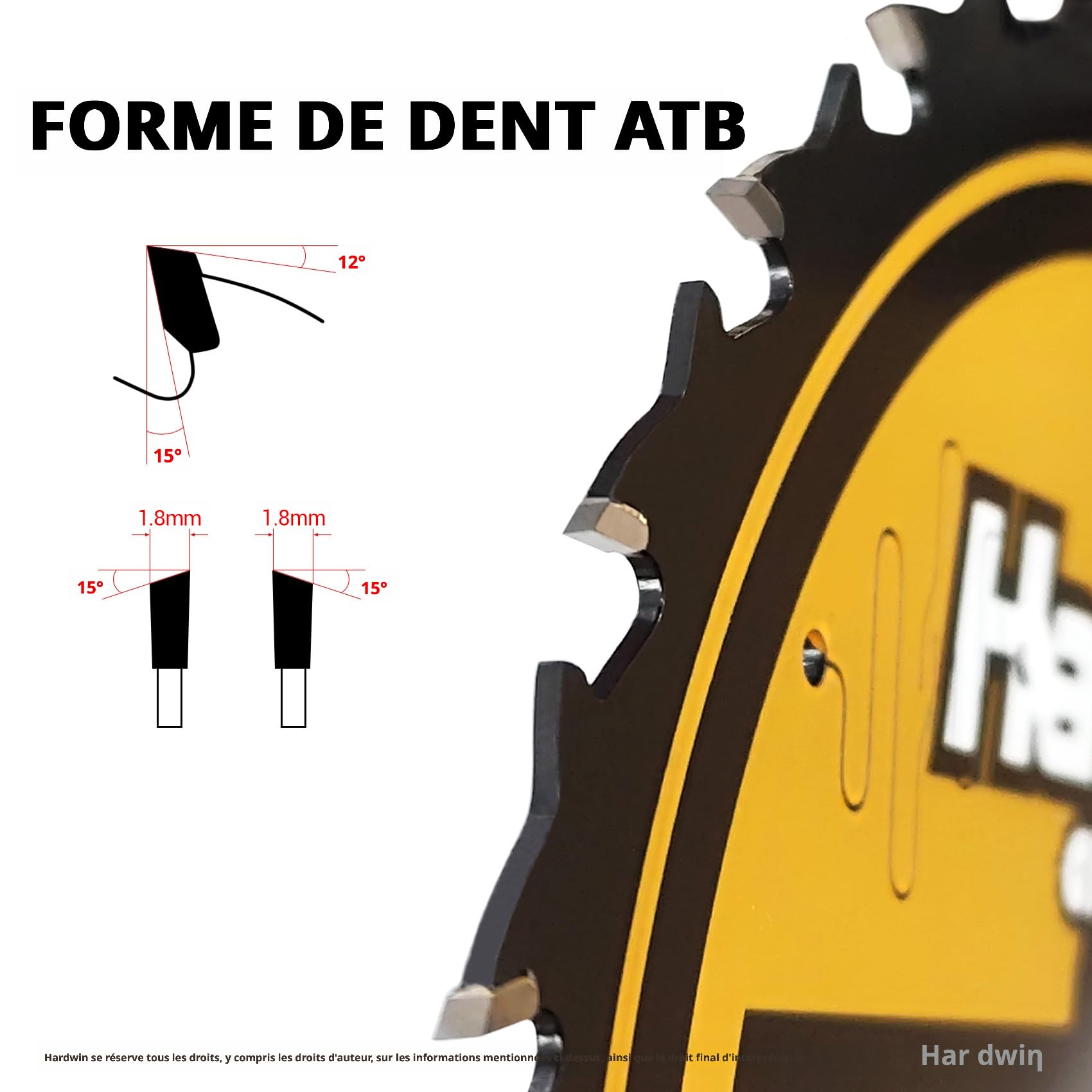 Lame de Scie Circulaire 125mm 40 Dents ATB Carbure Tungstène, Alésage 22.23mm, Compatible Scies sur Table/Portatives, Lot de 3