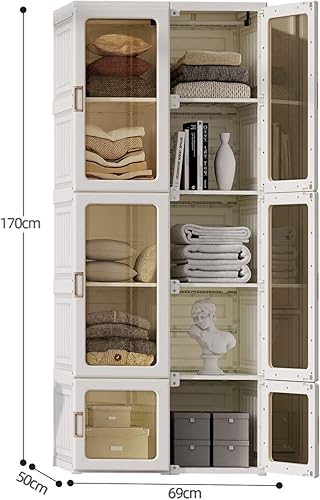 Miniatura 3 de HYLA - Armario portátil de ropa, decoración de dormitorio de plástico, organizador de almacenamiento de cubo de profundidad con puertas