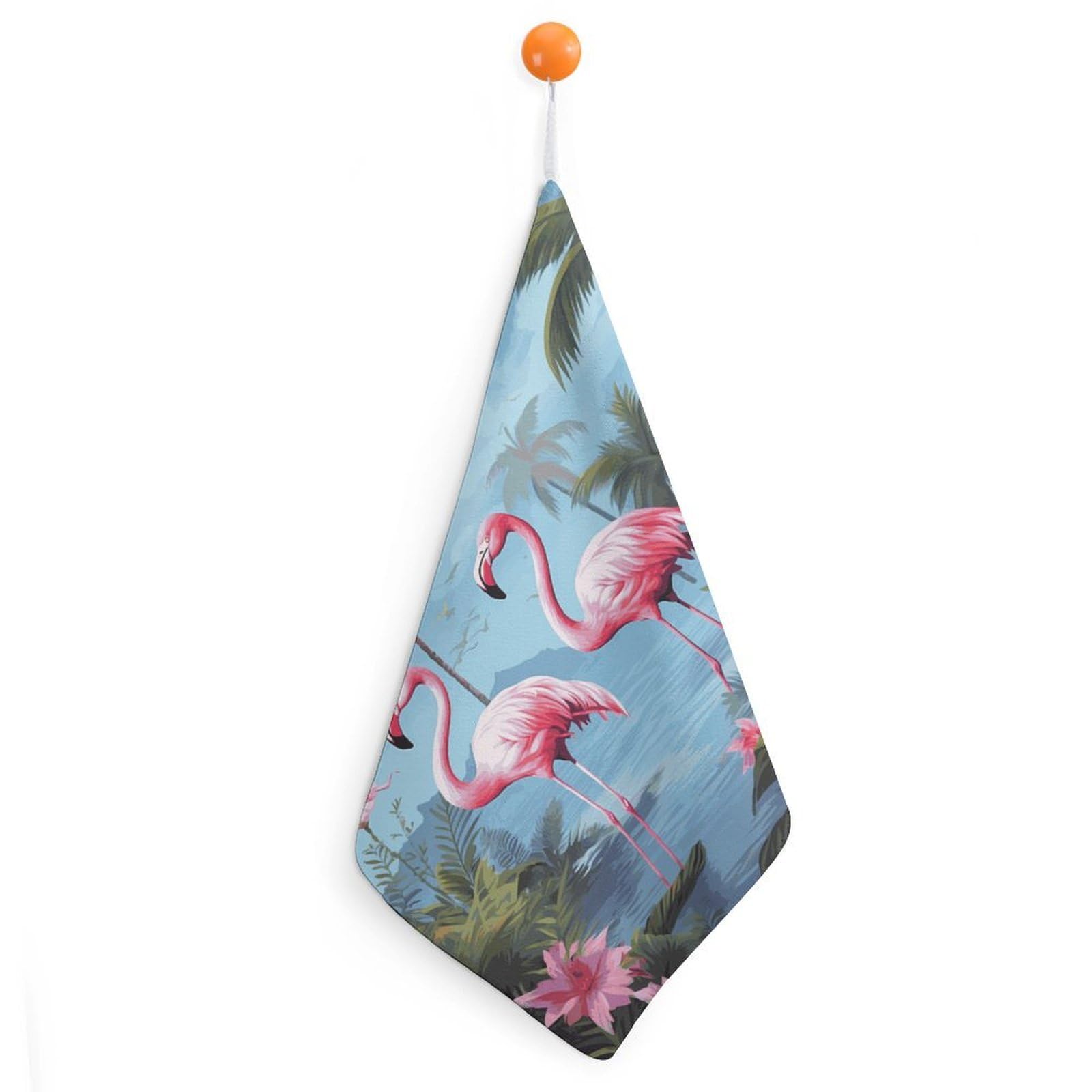 LDGSUPH Tropical Flamingos Hand Towels Fashion Hand Face Towel with Hanging Strap Absorbent Soft Decorative Towel Fade Resistant Cozy Face Cloths for Kitchen Gym Bathroom Towels 1PCS