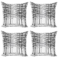 ABAKUHAUS Federa Per Cuscino 65x40 Cm, Fantasia Foresta Surreale, Verde Militare, Stampa Fronte/Retro, Con Cerniera