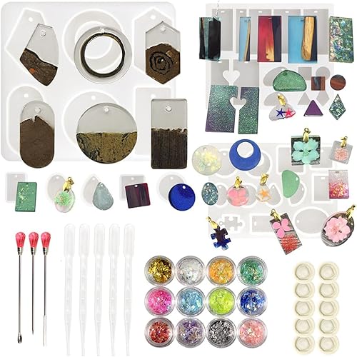 FUNSHOWCASE Molde de silicona epoxi con agujero para joyería collar llavero lote