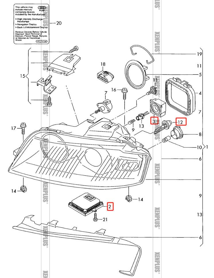 1307329076 for 6 Series X3 xenon lamp ignition module ballast bulb combination