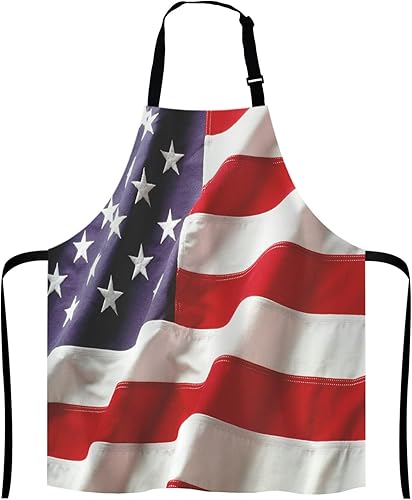 Miniatura 1 de Lefolen - Delantal de cocina con bandera de Estados Unidos para cocina, barbacoa, delantal con bandera americana para hombres, mujeres, regalos de