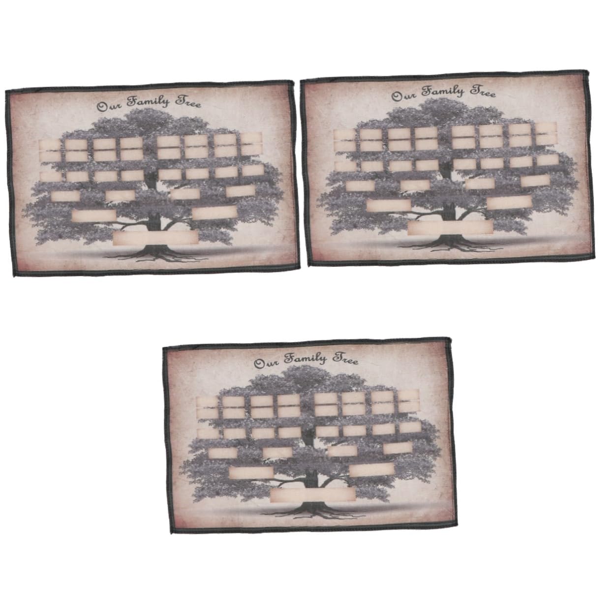Arbre généalogique en toile Lurrose de 3 pièces couleur kaki pour tableau d'histoire familiale
