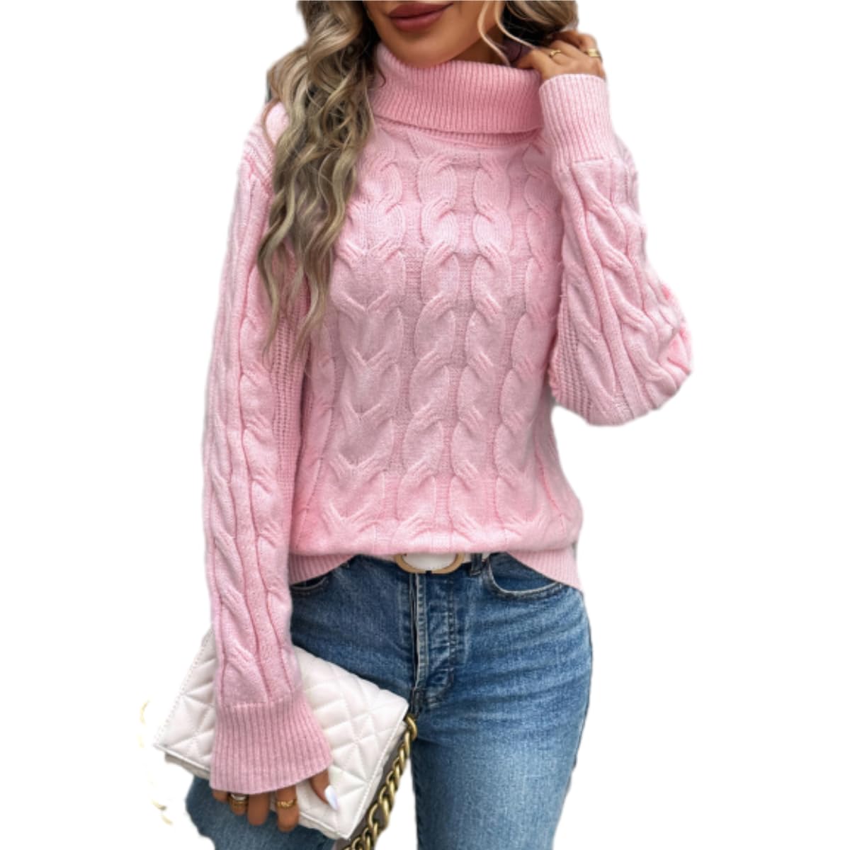 OSCORP Womens Turtleneck Cable Knit Sweater Long Sleeve Cozy Pullover Sweaters for Women Warm Fall Winter Knitwear 2025