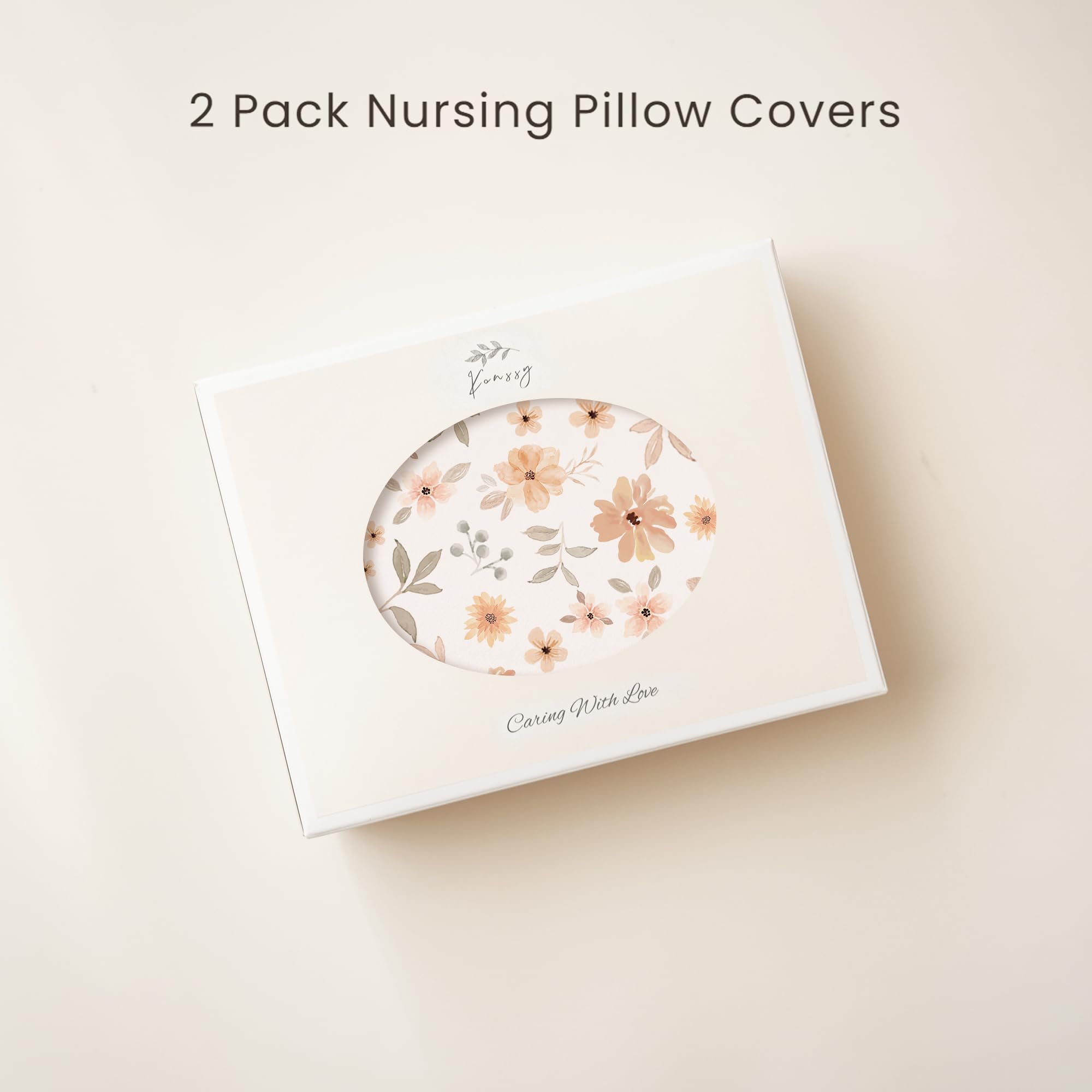 Konssy Paquete de 2 fundas de almohada de lactancia, suave y cómoda, para almohadas de lactancia, funda de almohada para bebés, niñas y niños recién nacidos (marrón, floreciente)