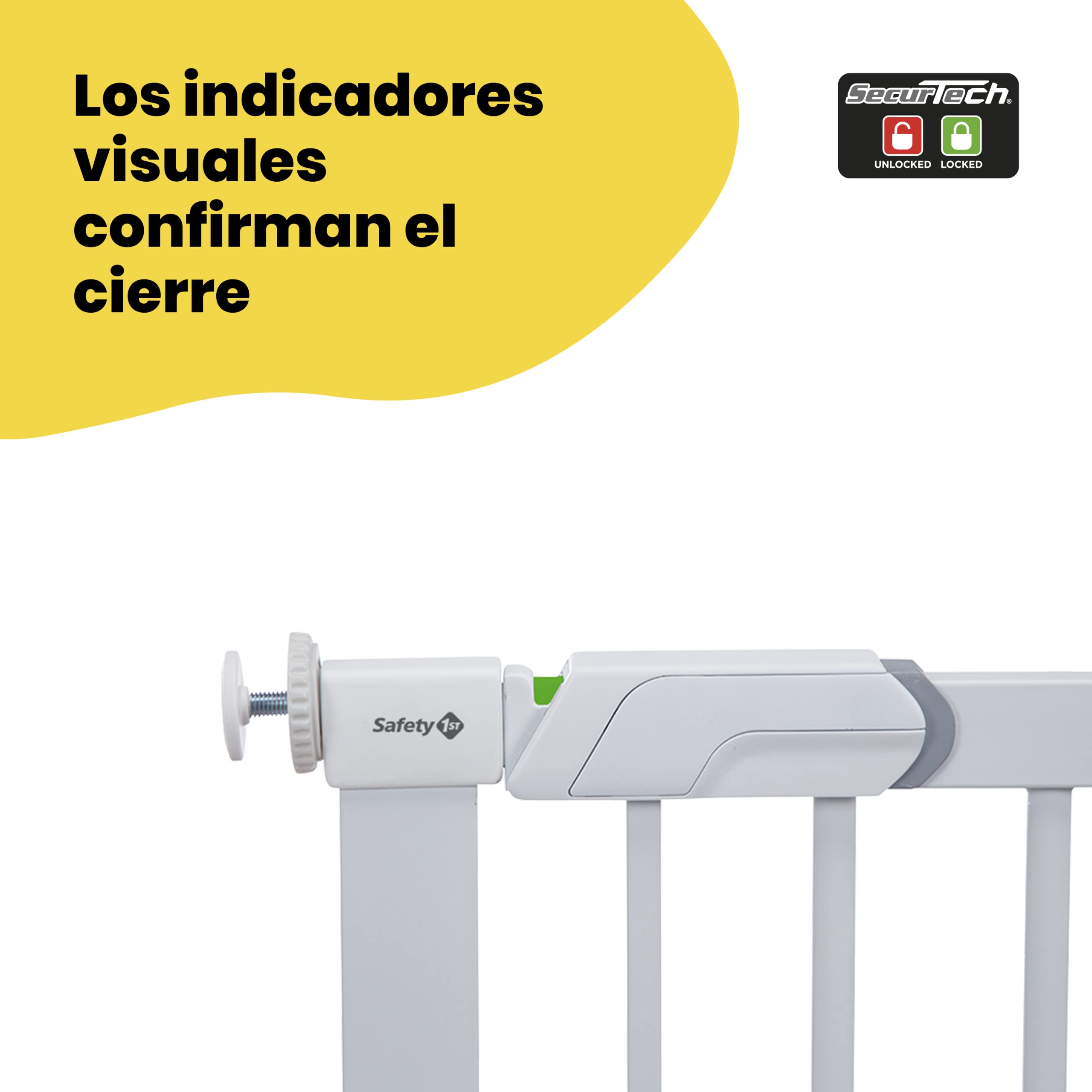 Safety 1st Flat Step, Barrera Seguridad Niños Escalera Presión, 73–80cm (máx. 101cm), Valla Seguridad Infantil Ultraplana, Apertura con 1 sola Mano, Sin Tornillos (Sin Taladros), Blanca