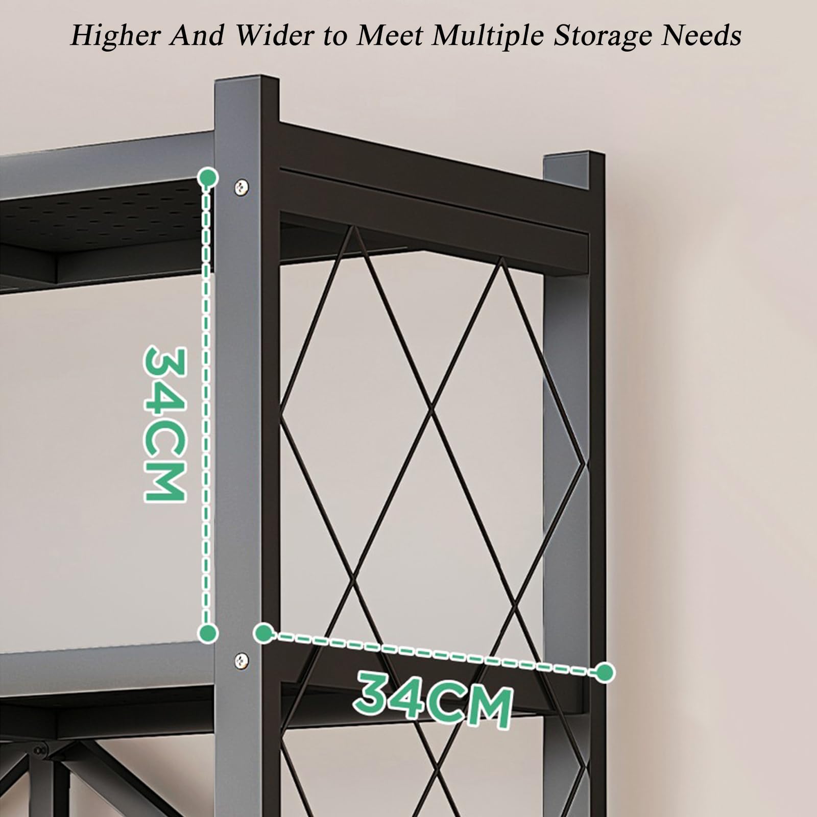 Scaffale pieghevole a 5 ripiani con ruote, scaffale in metallo per cucina, garage, bagno, non richiede montaggio, versatile, nero