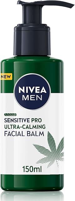 NIVEA MEN Sensitive Pro Ultra Calming Facial Balm (150 ml), Aftershave Balm Enriched with Hemp Seed Oil and Vitamin E for Stress-Minimising Face Care