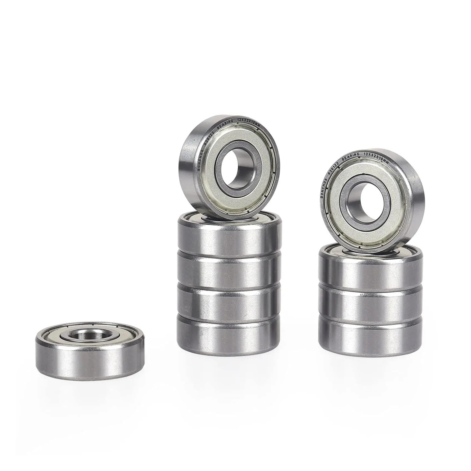 Łożysko kulkowe rowkowe 10 szt. łożysk kulkowych głębokorowkowych ABEC-5 608 6204 6205 6206 6207 6208 ZZ 2RS z uszczelnieniem metalowym 8x22x7 mm(Silver,608 8X22X7MM-ABEC 5)