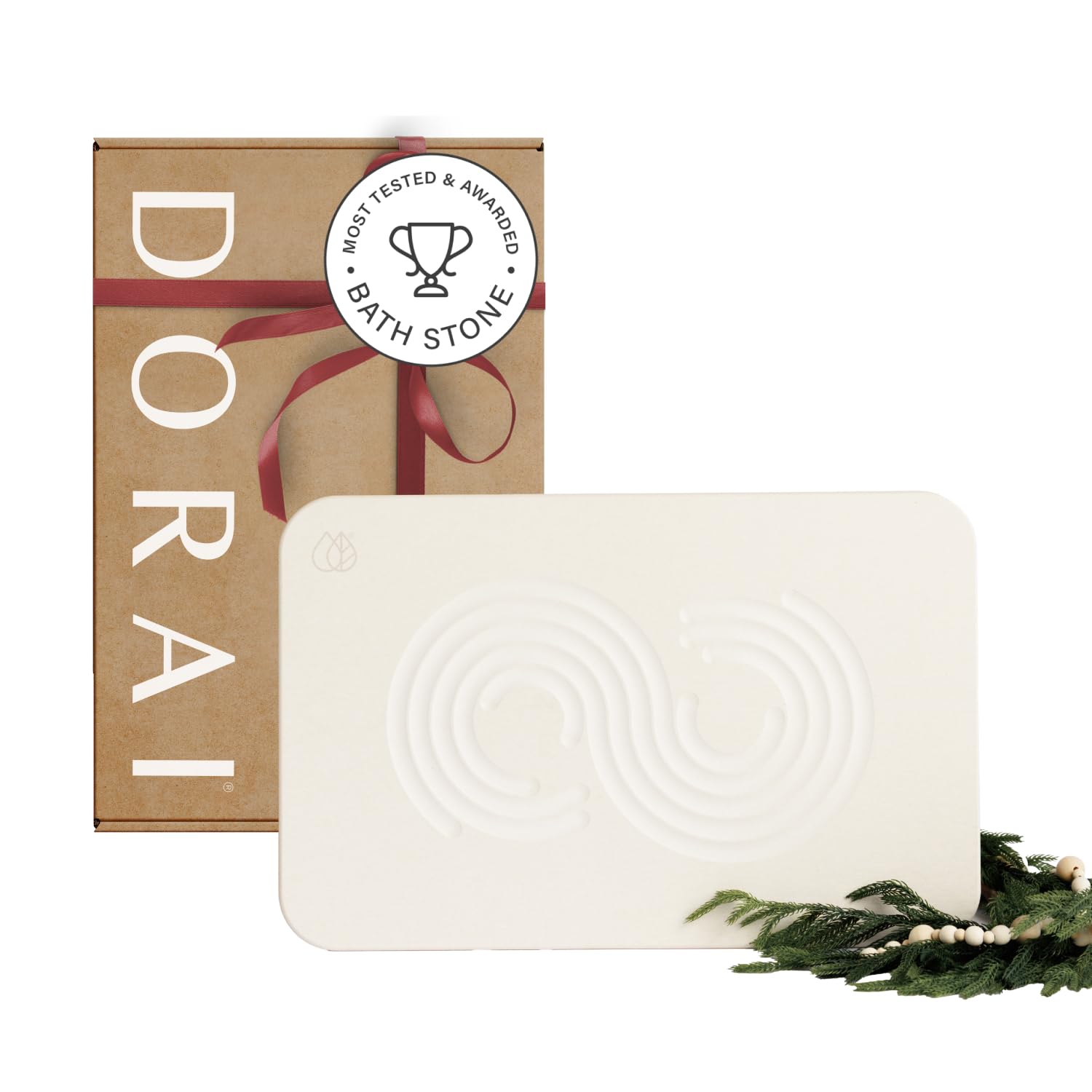 Dorai Home Bath Stone – Luxury Bath Mat – Instantly Removes Water – Non-Slip Surface – Modern and Stylish Design – Rubberized Bottom Pad – Zen Sandstone