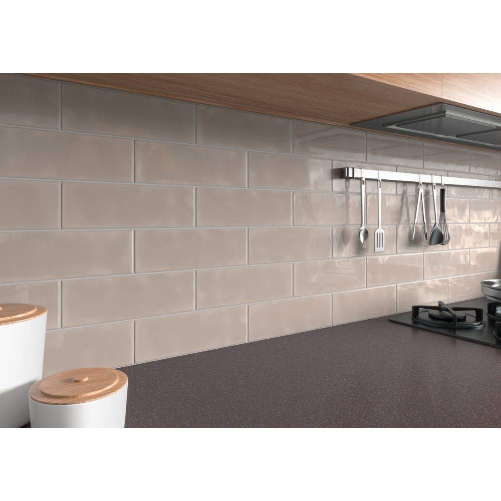 Urbano Warm Concrete 4x12 Glossy Ceramic Subway Tile, 38.76 SFT