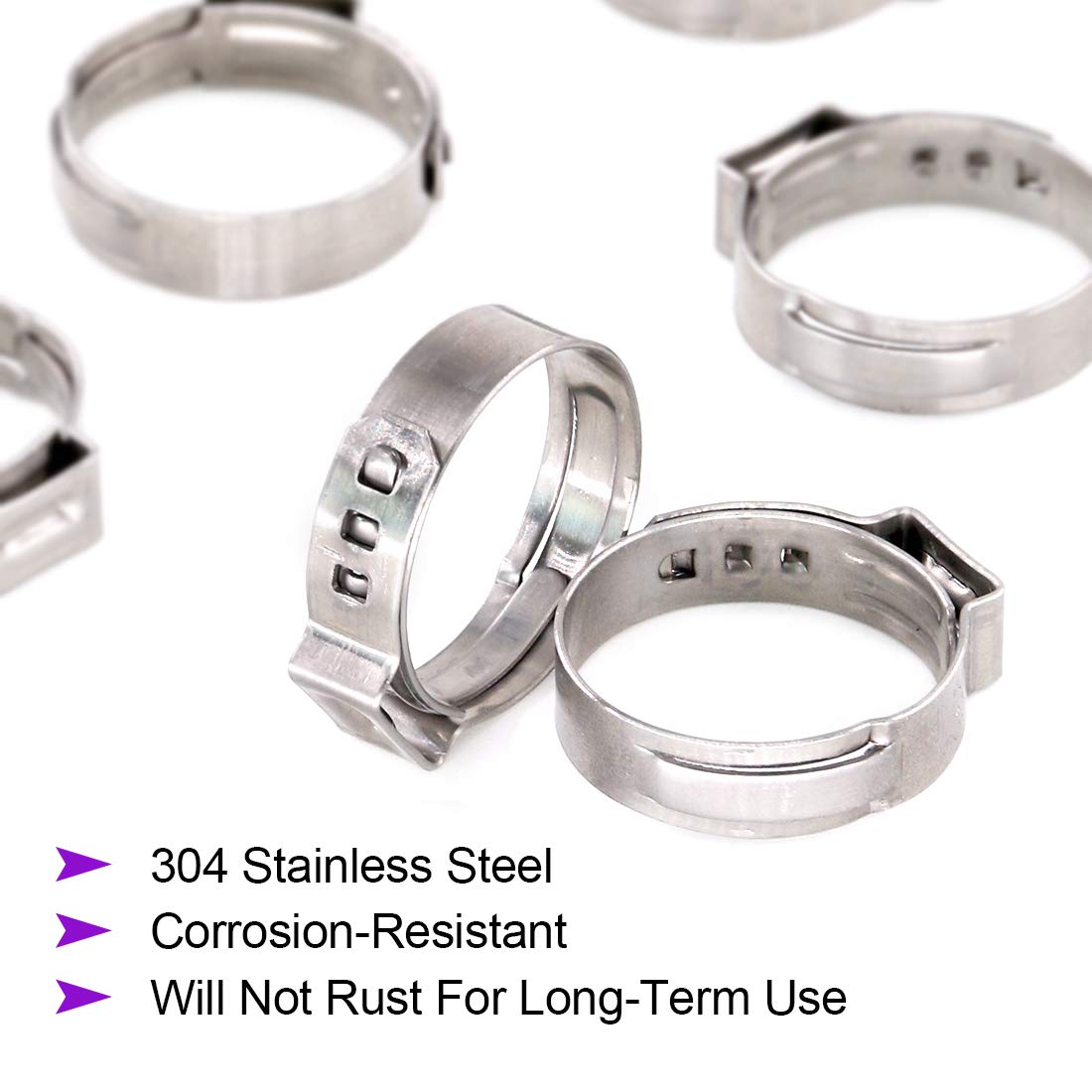 Swpeet 35Pcs 20.3-23.5mm Stainless Steel Single Ear Hose Clamps Assortment Kit Perfect for Automotive Home Appliance Line - Image 4