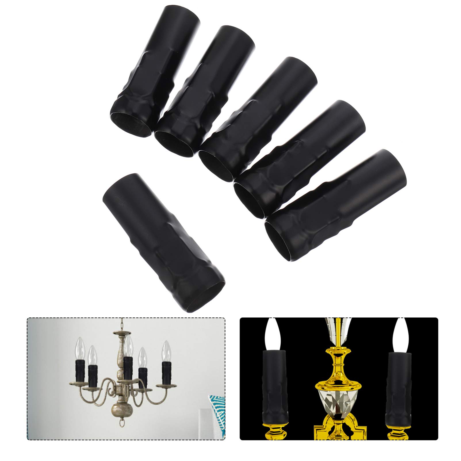 Uonlytech Portalampada E14 Per Candela, 6 Pezzi, In Ferro Bianco, Copribase A Goccia Per Lampadari, 25x80 Mm, Fissaggio Standard