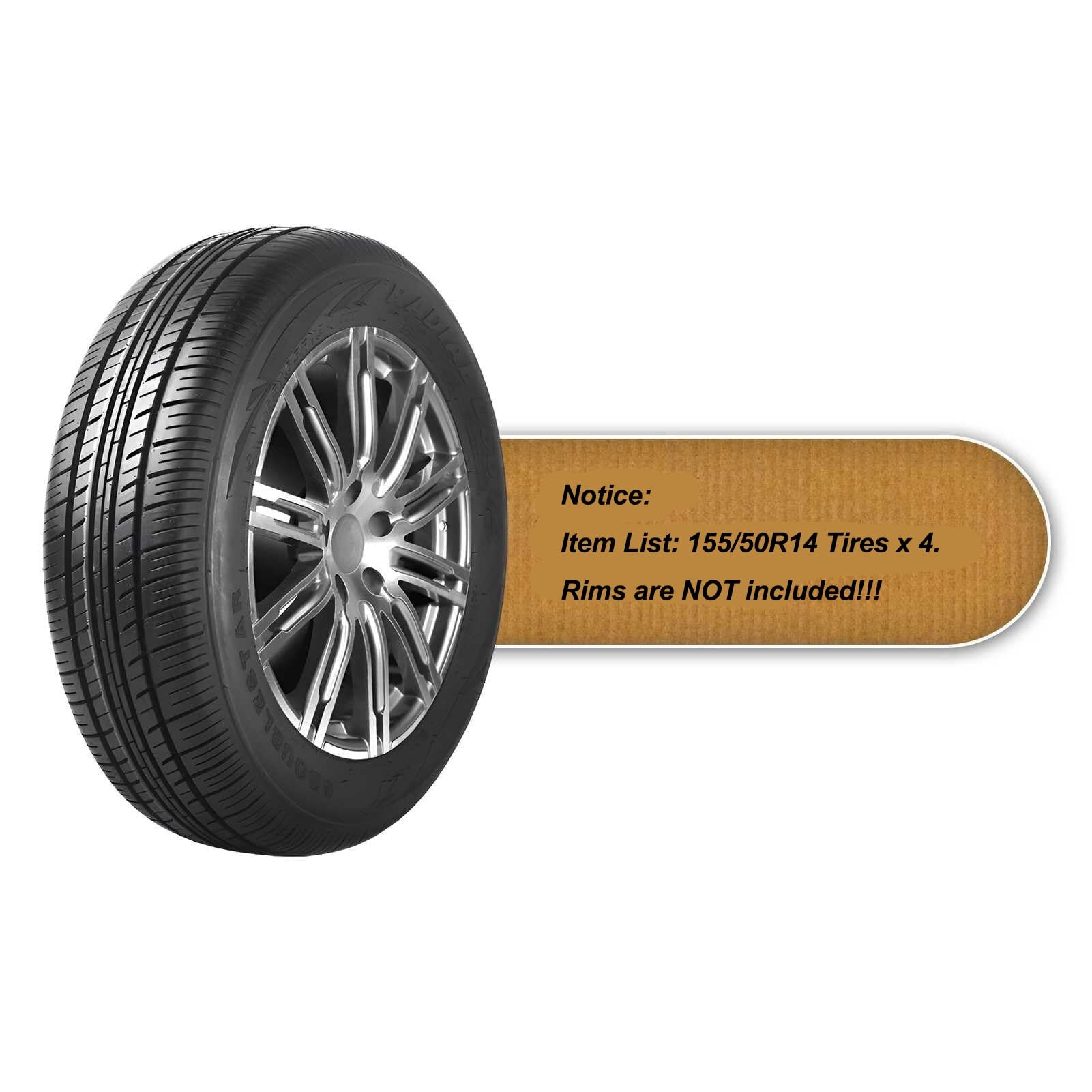 4PC 155/50R14 Opona Samochodowa do Kompatowej Sedan Wszechsezonowa Niski Opór Toczenia 155/50/14 Odporna na Zużycie 155 50 14 67Q Cicha Jazda