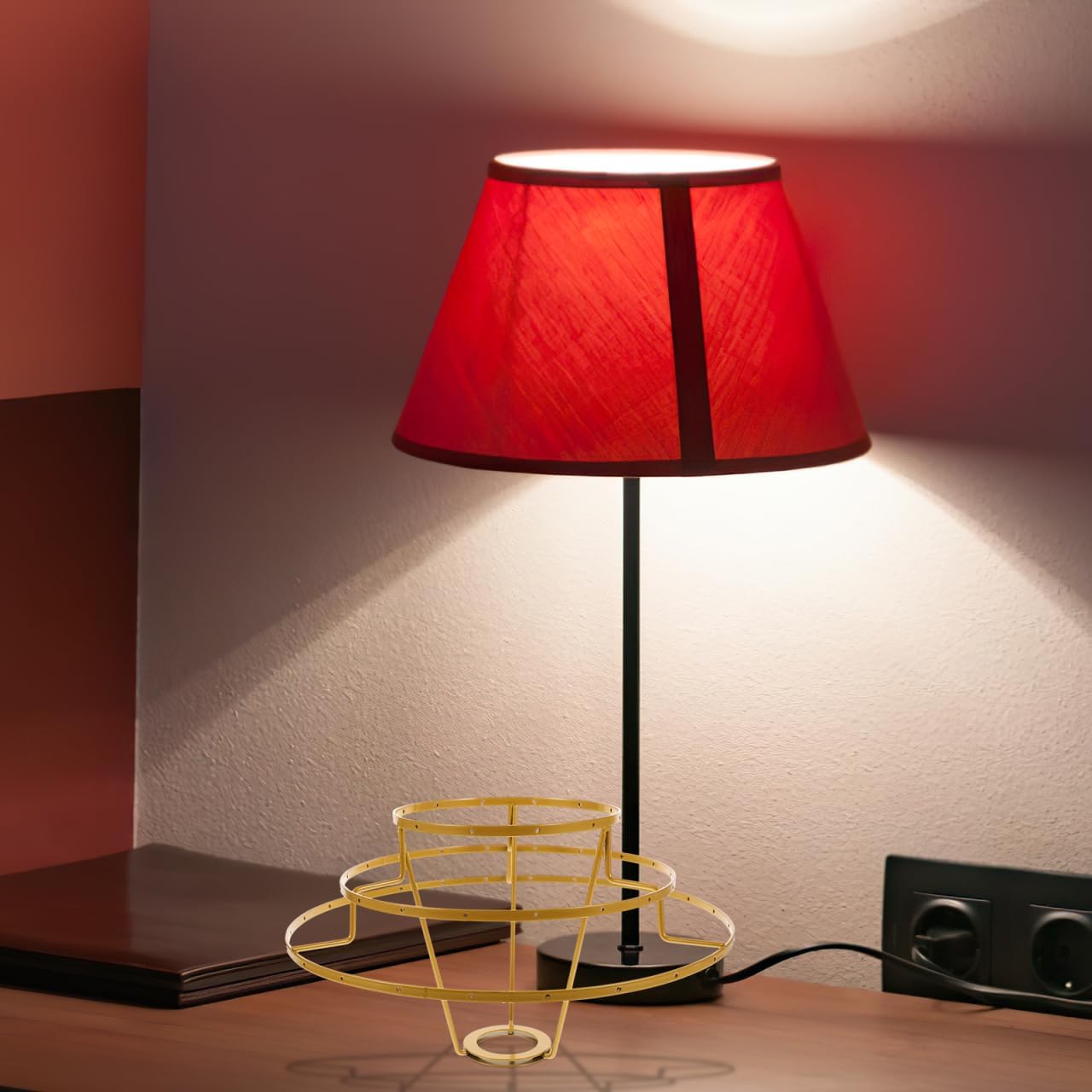 DOITOOL Chandelier Frame Lamp Shade Rings, 3 Layer Lamp Guard Shade Iron Wire Light Bulb Guard Cage DIY Chandelier Lampshade Accessory for Ceiling Pendant Light Golden