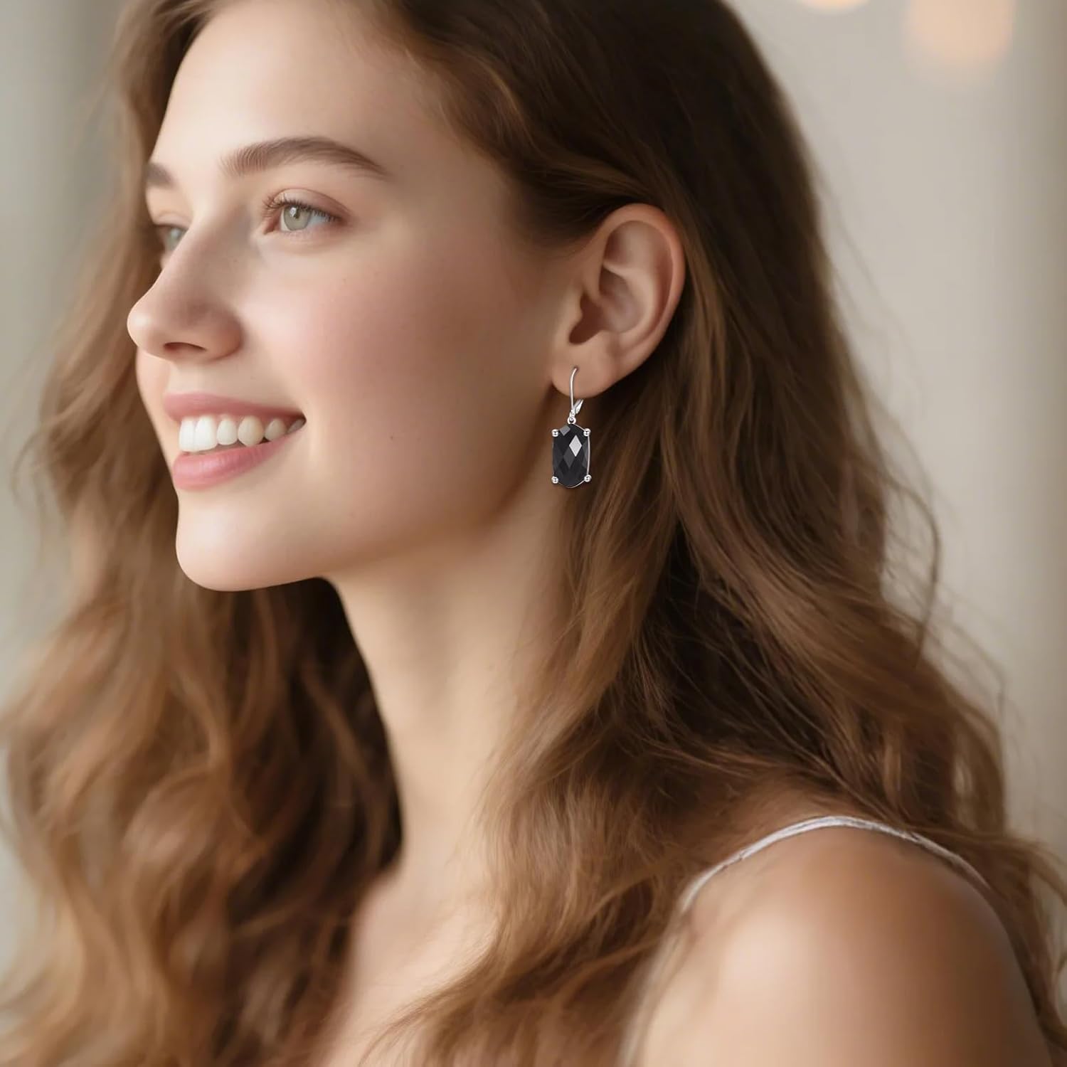 VONALA Black Onyx Earrings 925 Sterling Silver Black Dangle Drop Jewelry Gifts for Women - Image 2