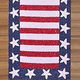 Decozen Camino de mesa con cuentas americanas de 13 x 36 pulgadas, color azul, multicolor del 4 de julio, para mesa de comedor, hecho a mano con cuentas, resistente al calor, a prueba de arañazos