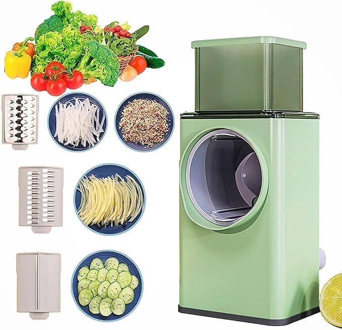 Image of Manual Vegetable Grater & Slicer, Multifunctional Rotary Drum Cutter, Cheese Grater, Salad Cutter, Vegetable Shredder, Mandoline Chopper, Salad Maker with Stainless Steel Blades