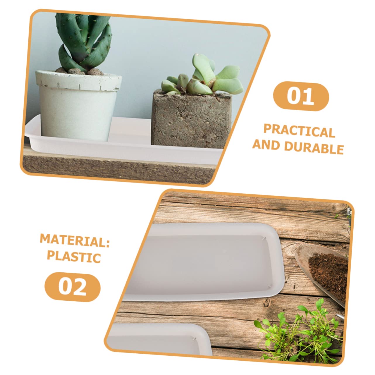 ibasenice 8piezas Platos para Plantas De Interior y Exterior Bandejas Rectangulares Bandejas De Drenaje Resistentes y Duraderas