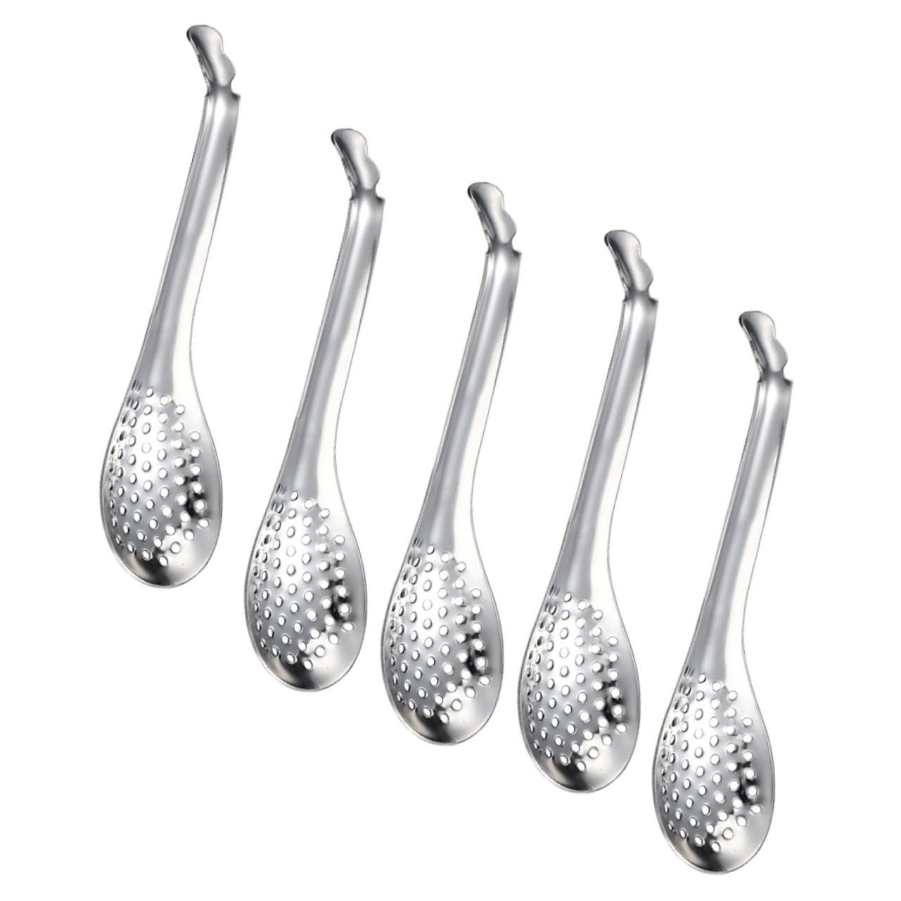 MOLUCKFU 5pcs Caviar Colander Mini Spoons Espresso Spoon Caviar Spoons Noodle Strainer Mini Drinking Spoon Soda Can Lids Caviar Straining Spoon Sauce Caviar Spoon Scoops Stainless Steel