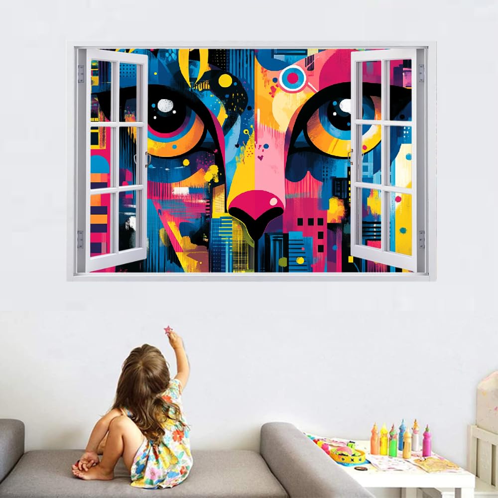 3D Wandtattoo Wanddurchbruch, Vogel Wald Baum Durchbruch Wandaufkleber für Kinderzimmer, sticker für Wohnzimmer, Sonne, Berg, Karikatur Selbstklebend Wandsticker, Wandbild Junge Mädchen Schlafzimmer